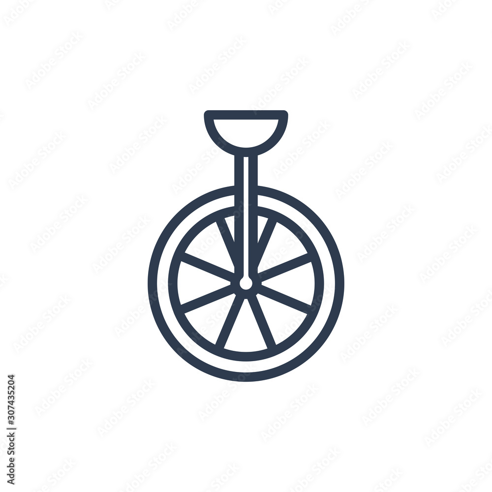 unycycle icon in outline style. vector illustration and editable stroke. Isolated on white background.
