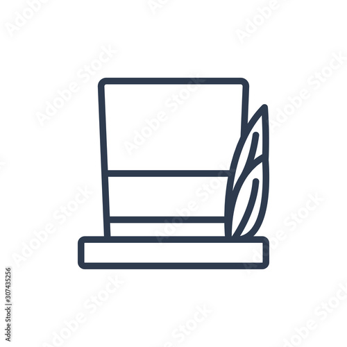 top hat icon in outline style. vector illustration and editable stroke. Isolated on white background.