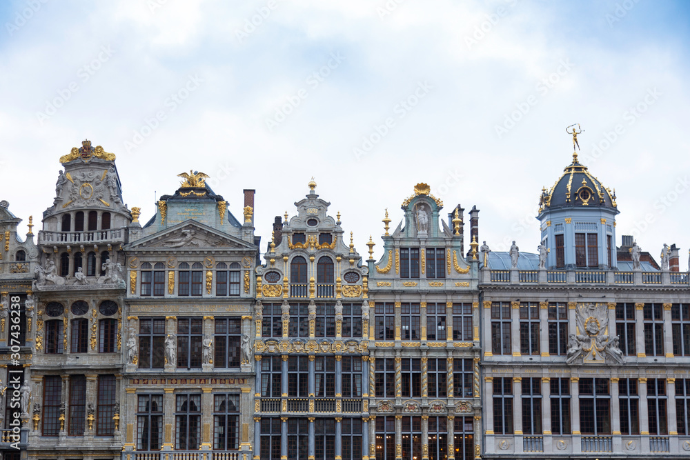 Detail of buildings in the Grand Place in Brussels in Belgium