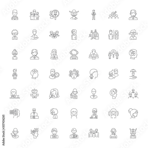 Emotional intelligence line icons, signs, symbols vector, linear illustration set
