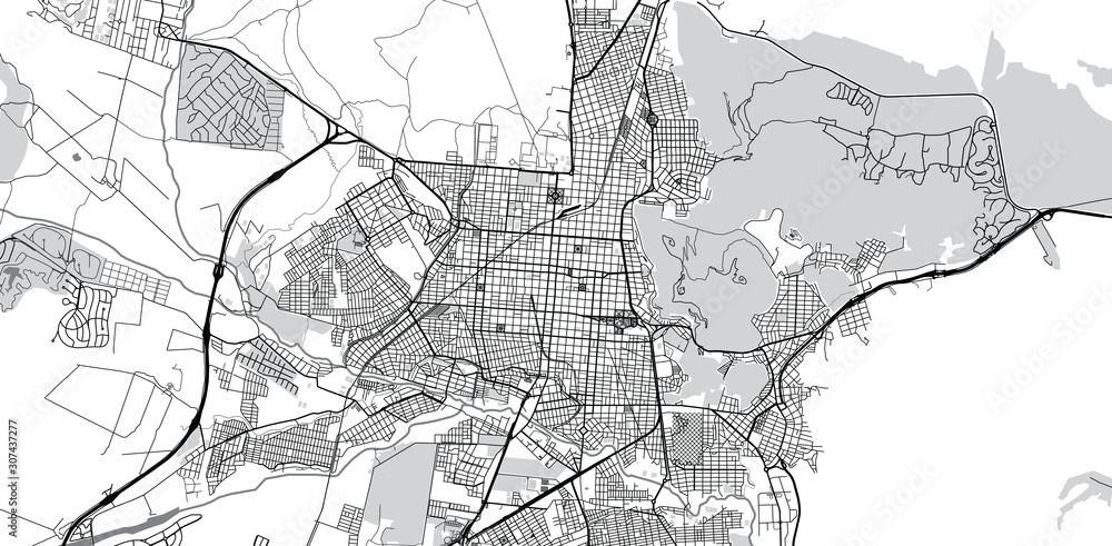 Urban vector city map of Salta, Argentina