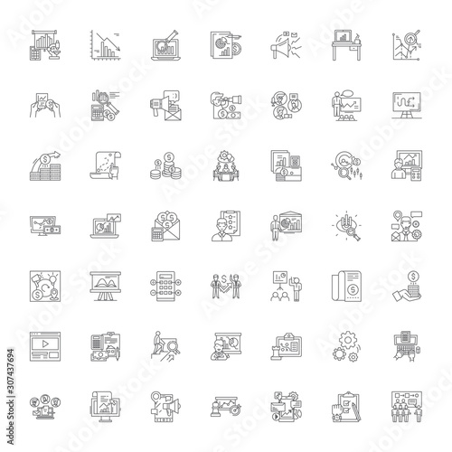 Fiance report line icons, signs, symbols vector, linear illustration set