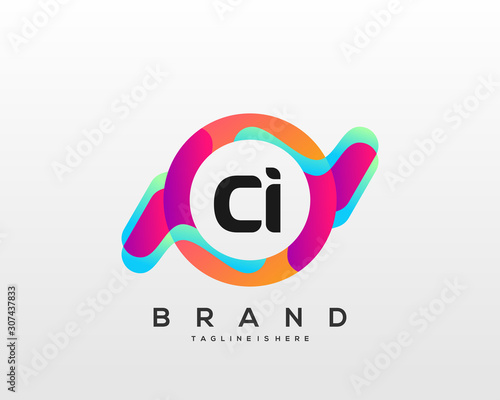 CI initial logo With Colorful Circle template vector.