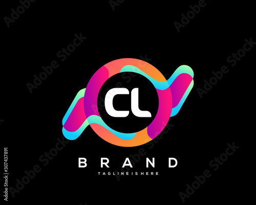 CL initial logo With Colorful Circle template vector.