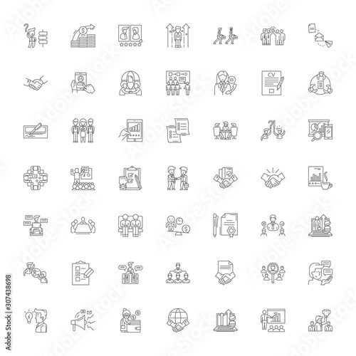 Business rules line icons, signs, symbols vector, linear illustration set