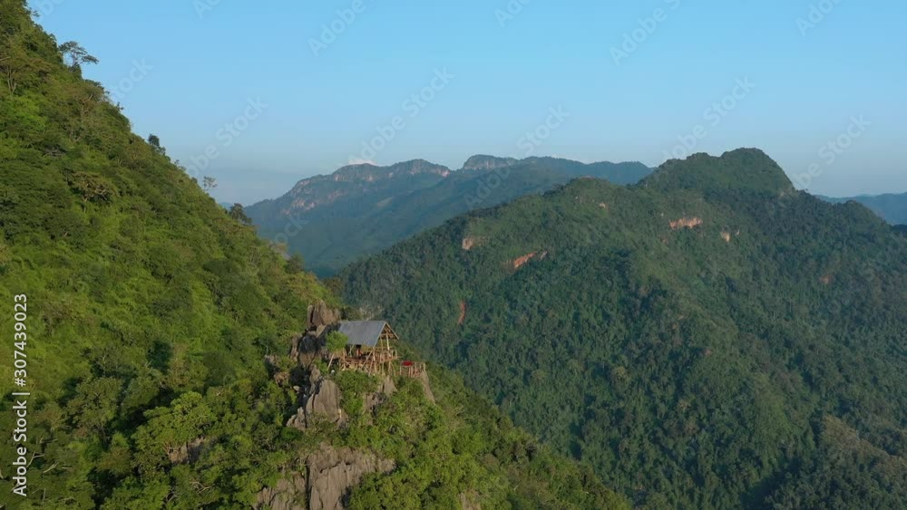 Aerial view of mountains and river Nong Khiaw. North Laos. Southeast Asia. Photo made by drone from above. Bird eye view. Aerial view of mountains and river Nong Khiaw. North Laos. Southeast Asia. Photo made by drone from above. Bird eye view.