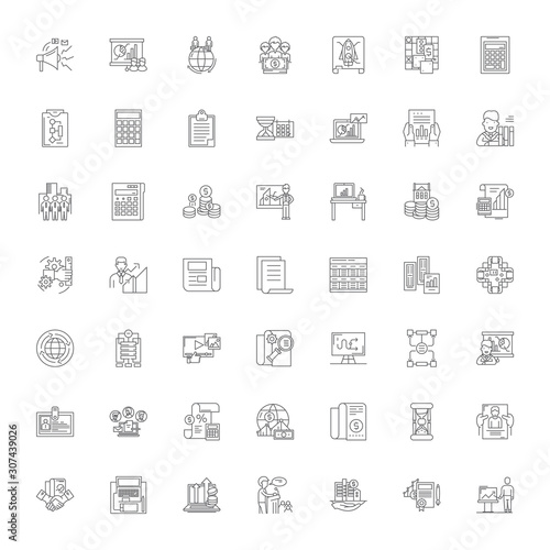 Business valuation line icons, signs, symbols vector, linear illustration set