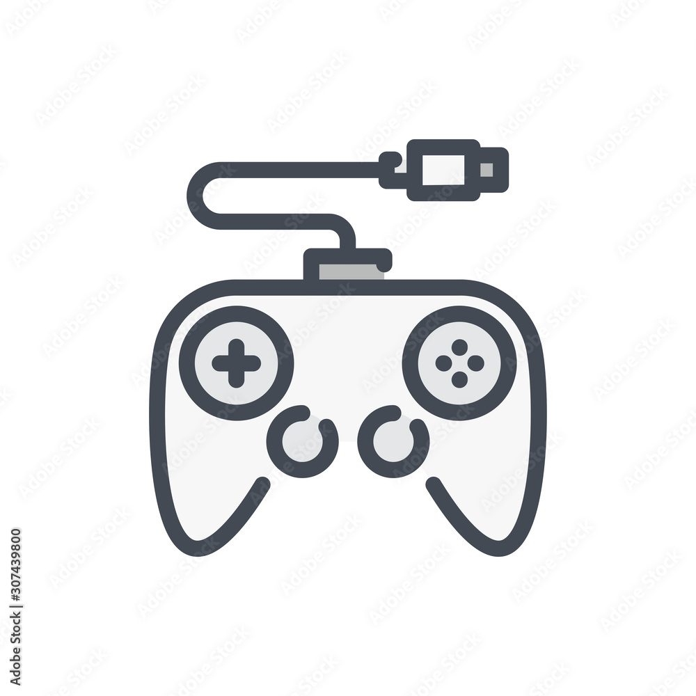Gamepad color line icon. Joystick and game controller vector outline colorful sign. Gamepad color line icon. Joystick and game controller vector outline colorful sign.