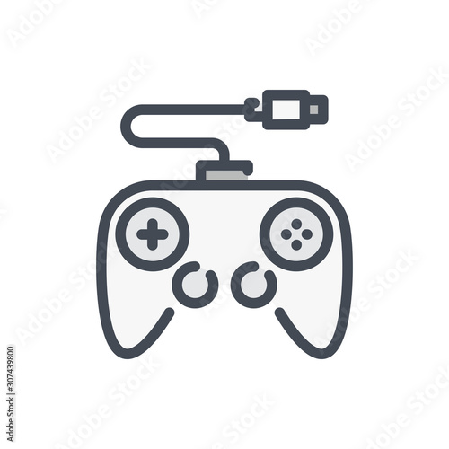 Gamepad color line icon. Joystick and game controller vector outline colorful sign.