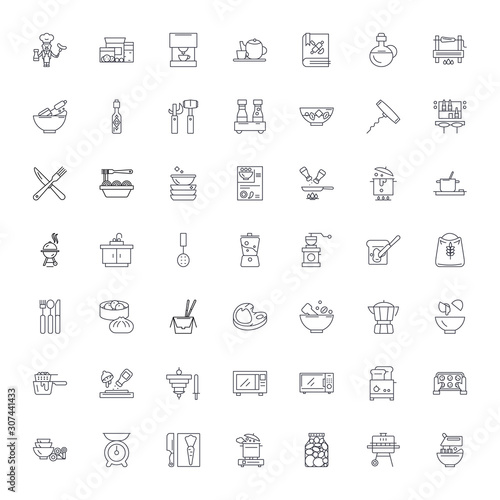 Cooking class line icons, signs, symbols vector, linear illustration set