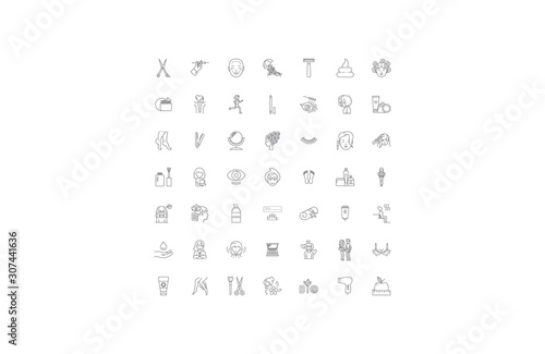 Cosmetics shop line icons, signs, symbols vector, linear illustration set