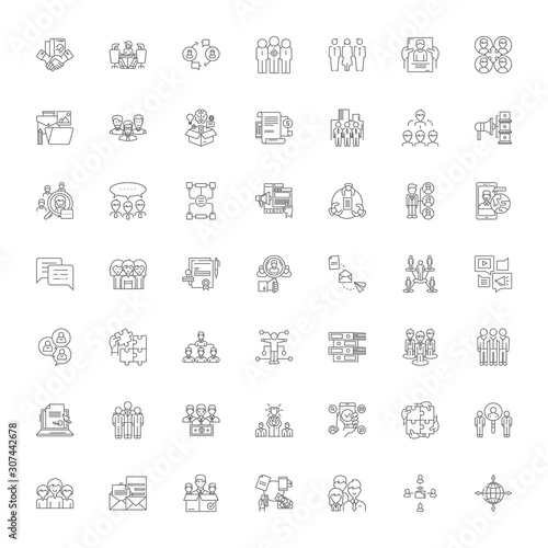 Department organization line icons, signs, symbols vector, linear illustration set