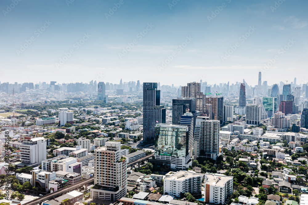 BANGKOK, THAILAND - Nov 26 :  Bangkok City - Aerial view Bangkok city downtown skyline of Thailand , Cityscape Thailand