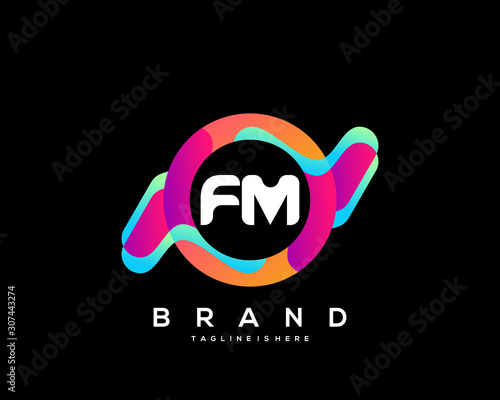 FM initial logo With Colorful Circle template vector.