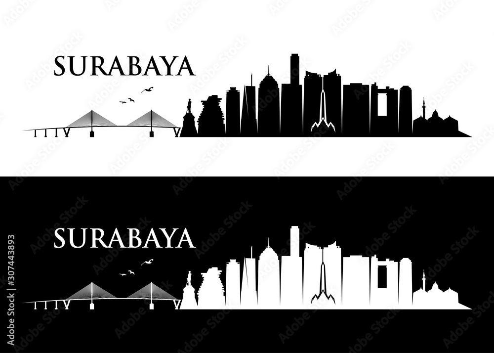 Fototapeta premium Surabaya skyline - Java, Indonesia - vector illustration