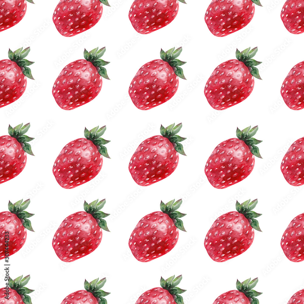 Watercolor seamless pattern with ripe strawberries Watercolor seamless pattern with ripe strawberries