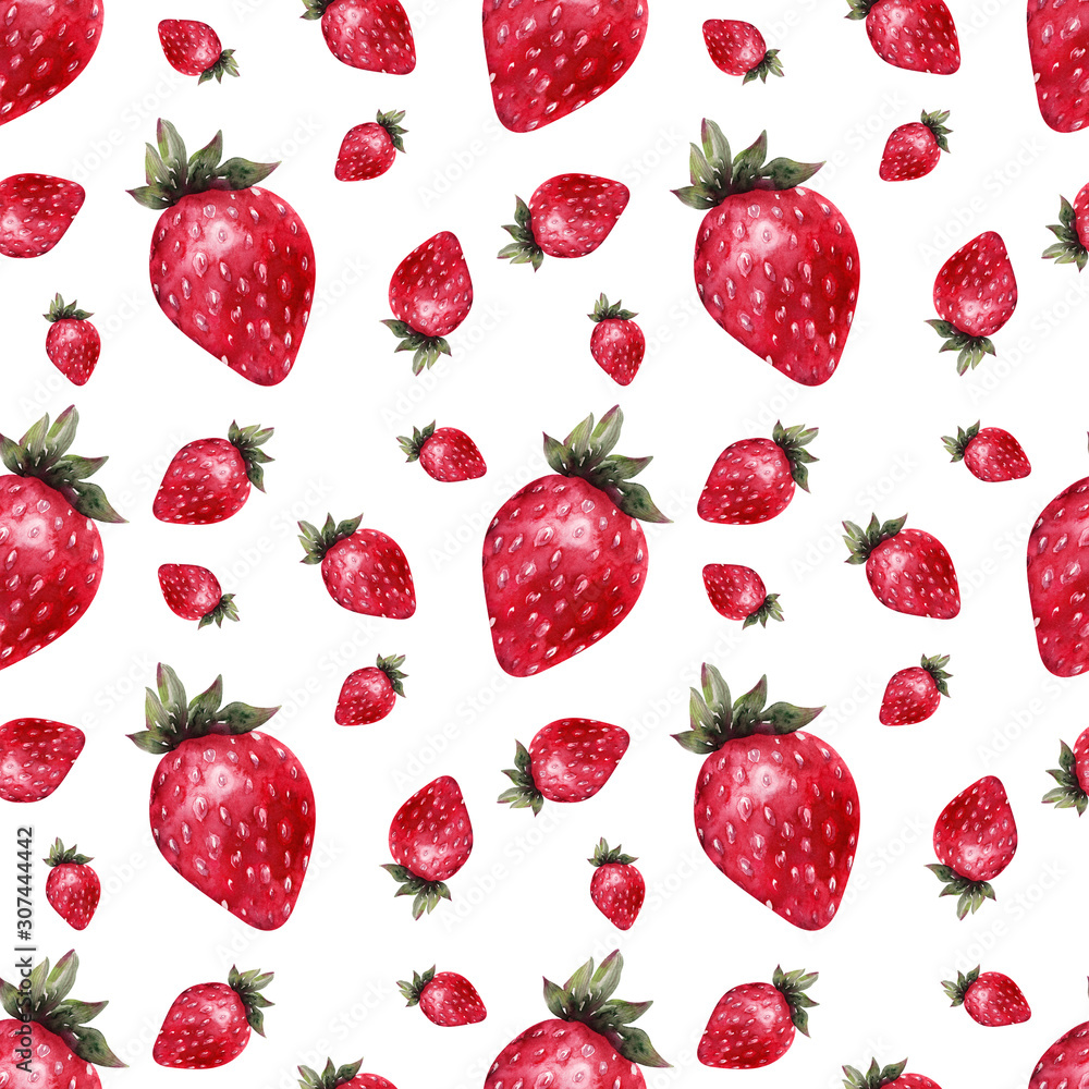 Watercolor seamless pattern with ripe strawberries Watercolor seamless pattern with ripe strawberries