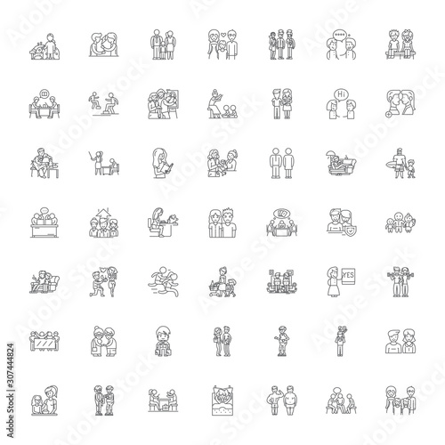 Family line icons, signs, symbols vector, linear illustration set