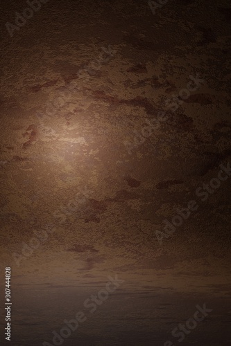 Dark brown vintage texture wall scratch blurred stain background. Marble design photo studio portrait backdrop, banner website soft light. 3D rendering