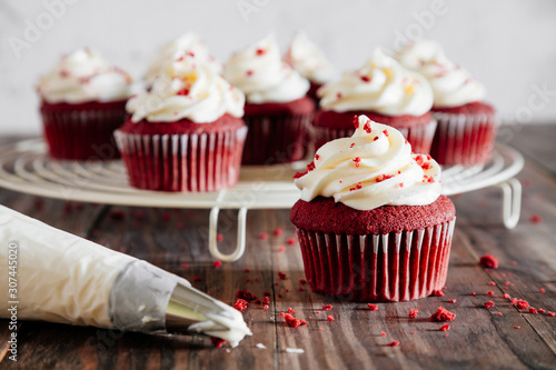 Red velvet cupcakes decoaration photo