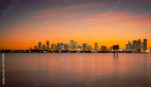 Wallpaper Mural sunset city miami skyline cityscape sky downtown aquatic sunrise dusk Torontodigital.ca