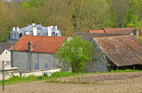 Jouy le Moutier, France - april 16 2019 : village center photo