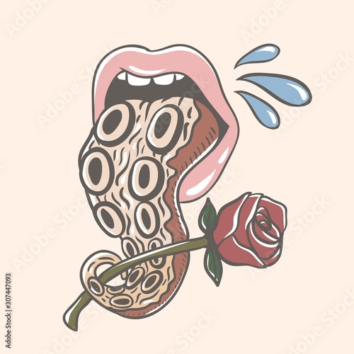 tentacle mouth vector illustration