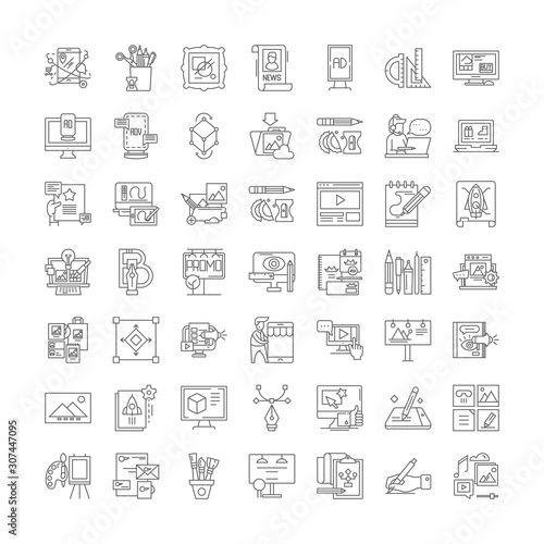 Graphic design line icons, signs, symbols vector, linear illustration set