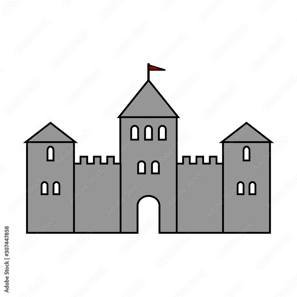 Castle icon on white background. Vector illustration.