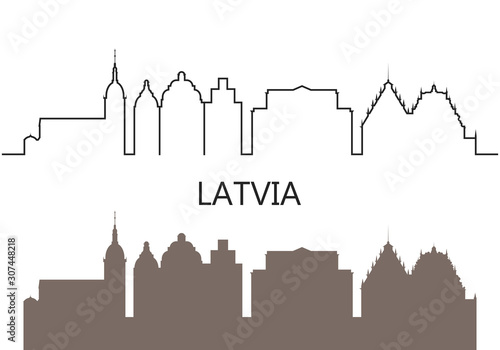 Latvia logo. Isolated Latvian architecture on white background
