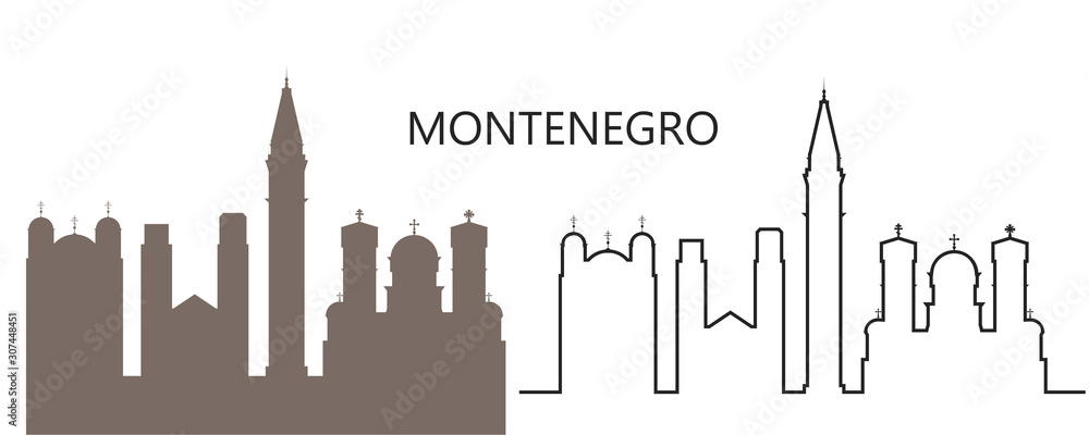 Montenegro logo. Isolated Montenegrin architecture on white background