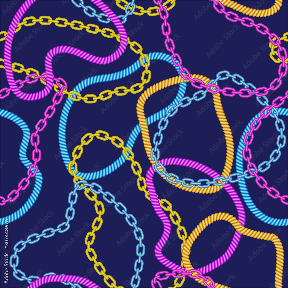 Golden chains and ropes interlacement vector seamless pattern. Luxurious jewelry decorative background. Strength, wellfare concept. Elegant fashionable background. Cartoon, festive and vulgar style. Golden chains and ropes interlacement vector seamless pattern. Luxurious jewelry decorative background. Strength, wellfare concept. Elegant fashionable background. Cartoon, festive and vulgar style.