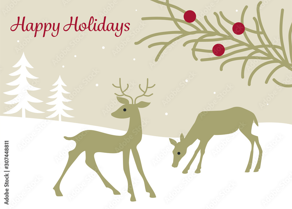 snowy winter scene with reindeer snowy winter scene with reindeer