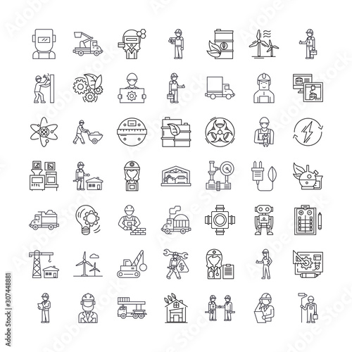 Industrial line icons, signs, symbols vector, linear illustration set