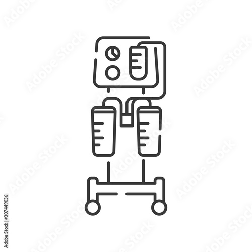 Aspirator line black icon. Medical suction pump concept. Removal of fluid from body cavities. Cavity drainage after surgery. Sign for web page, mobile app. Vector isolated element. Editable stroke.