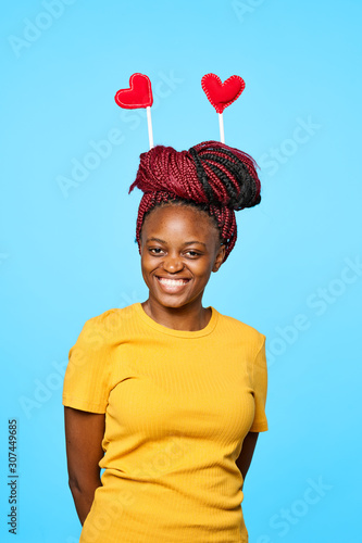 girl with balloons in the sky photo