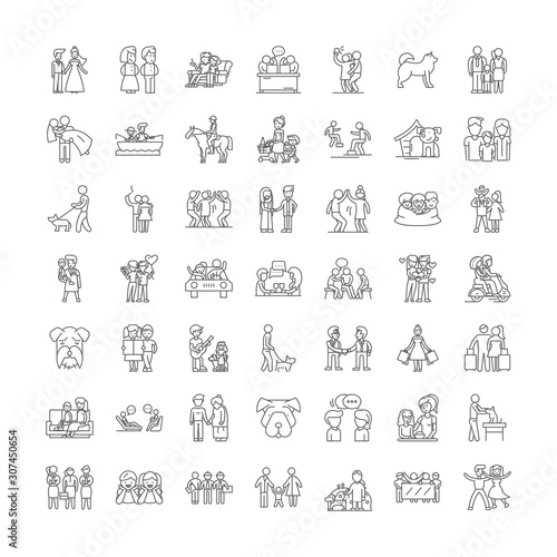 Loyalty program line icons, signs, symbols vector, linear illustration set