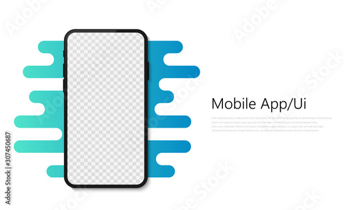 Trendy smartphone mockup mobile phones. Template for infographics or presentation. Vector illustration