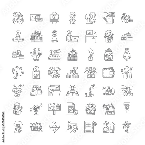 Making money line icons, signs, symbols vector, linear illustration set