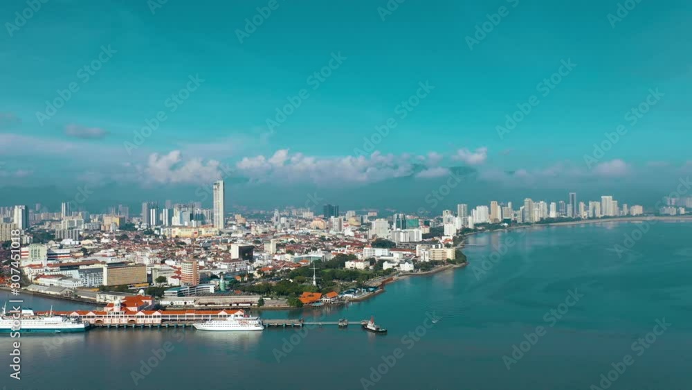 Aerial view of the Penang Island, Malaysia from sea. Aerial view of the Penang Island, Malaysia from sea.
