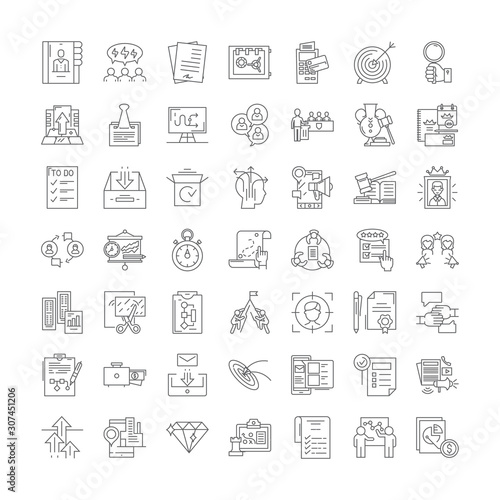Marketing operations line icons, signs, symbols vector, linear illustration set