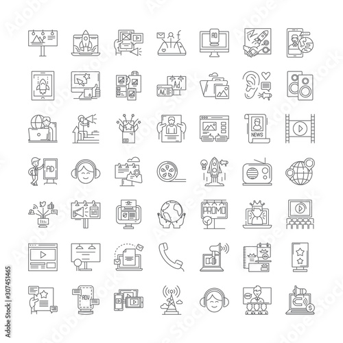 Public relations line icons, signs, symbols vector, linear illustration set