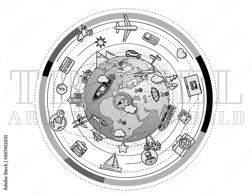 Poster illustrating the travel around the world. Poster illustrating the travel around the world.