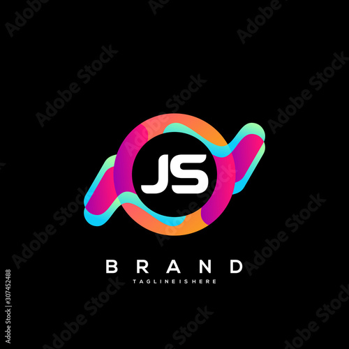 JS initial logo With Colorful Circle template vector.