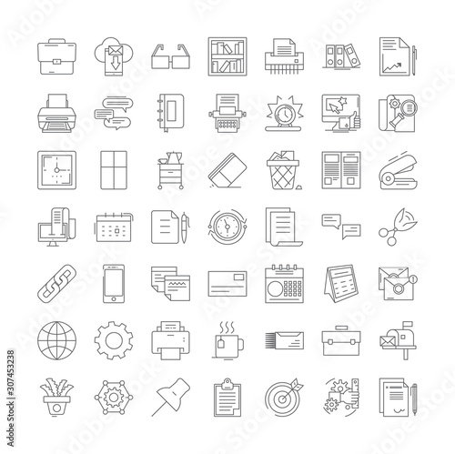 Office supplies line icons, signs, symbols vector, linear illustration set