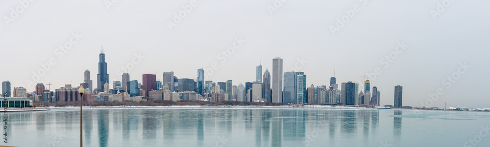 Panoramic view of  Chicago in winter