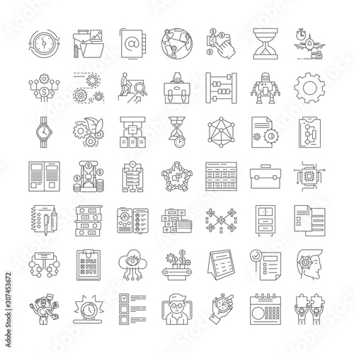 Organization line icons, signs, symbols vector, linear illustration set