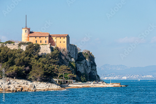 Low angle shot of the island Sainte marguerite Cannes in France, French Riviera photo