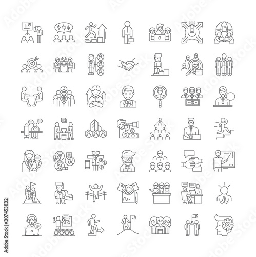 Consortium line icons, signs, symbols vector, linear illustration set photo