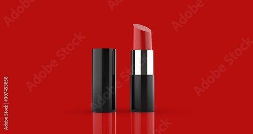 Red Lipstick, Cosmetic, 3D Rendering © Lasha Kilasonia